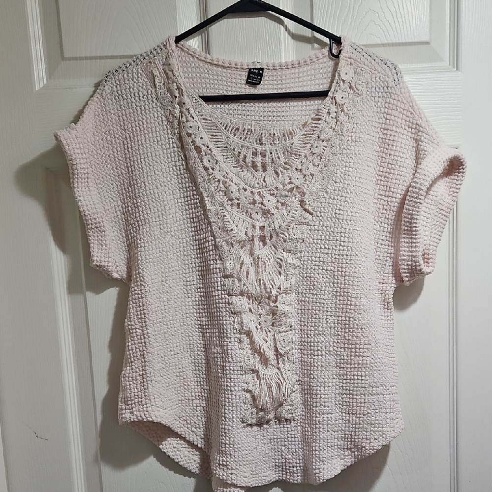 SHEIN Pink Textured Blouse
